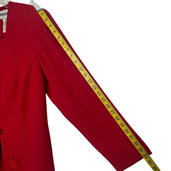 Studio I Vintage Women's 14W Jacket Dress Red / Red Embroidered, Beads - Picture 14 of 14